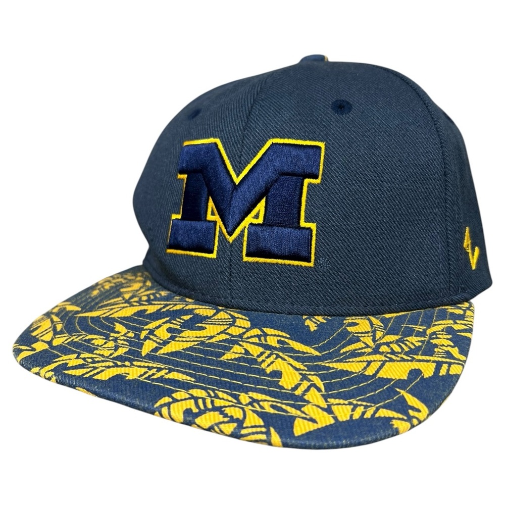 Zephyr Michigan Wolverines Hat Mens Snap Back Leaf Design Yellow & Black OSFA